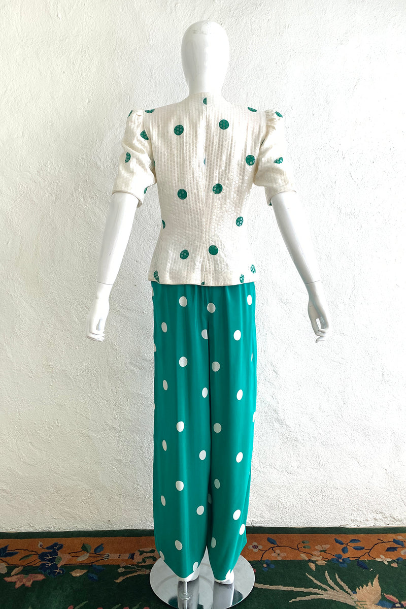 Vintage Rickie Freeman for Teri Jon Polka Sequin Jacket & Pant Set on Mannequin back at Recess