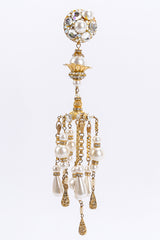 Vintage David Mandel Crystal Pearl Filigree Chandelier Earrings single hang  @ Recess LA