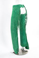 Vintage The Showman Suede Fringe Chaps on mannequin back angle @ Recess LA