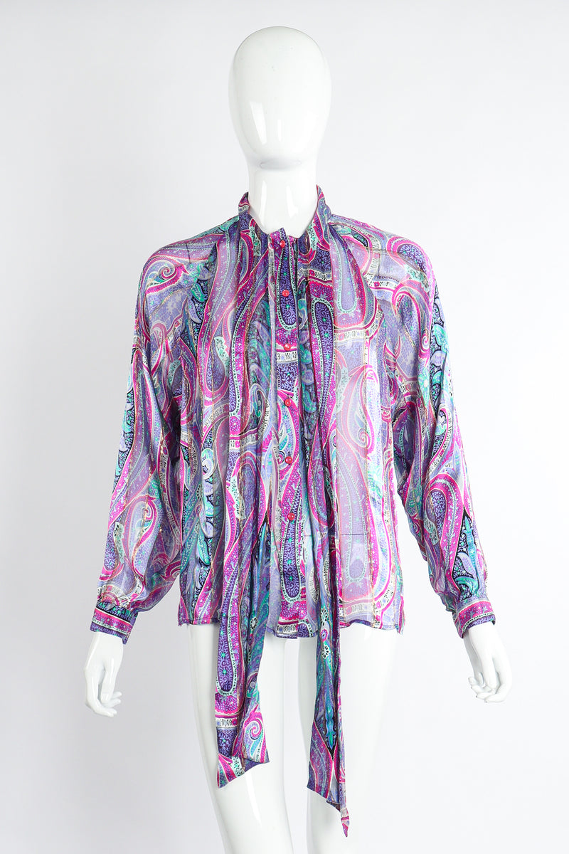 Vintage Silk Farm Sheer Paisley Blouse Set front at Recess Los Angeles