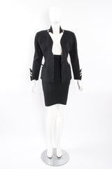 Vintage Thierry Mugler Cutout Collar Jacket & Skirt Set Toxic on Mannequin open at Recess LA