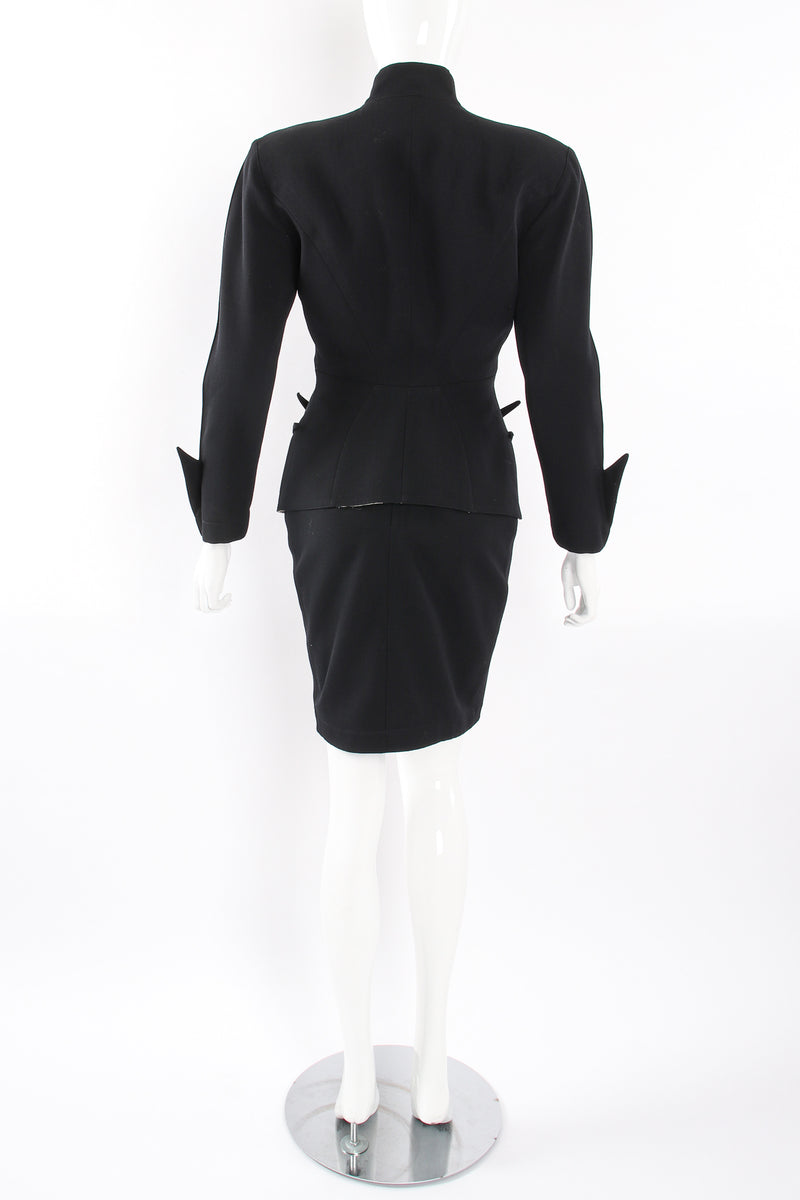 Vintage Thierry Mugler Cutout Collar Jacket & Skirt Set Toxic on Mannequin back at Recess LA