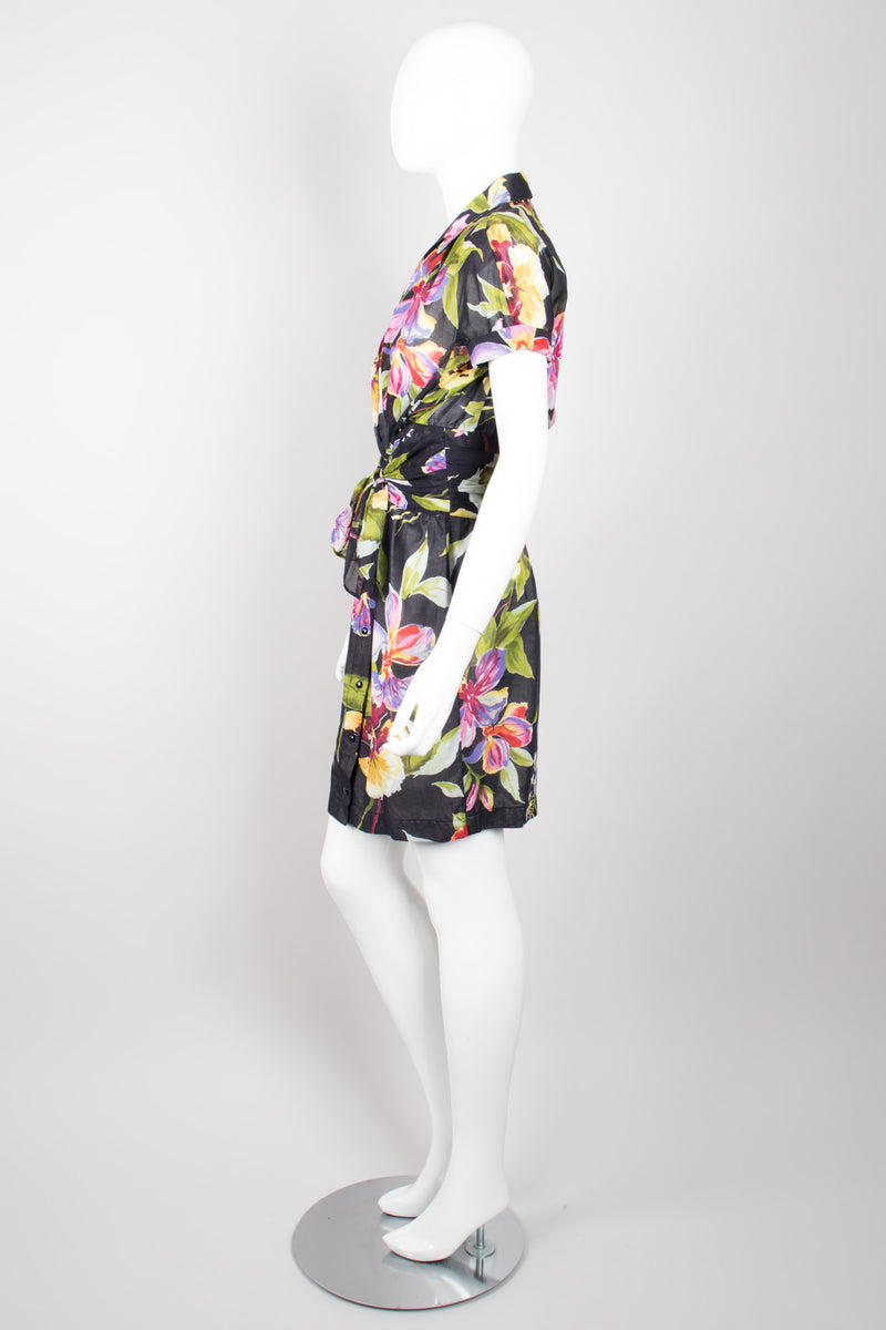 Thierry Mugler Floral Tie-Front Dress