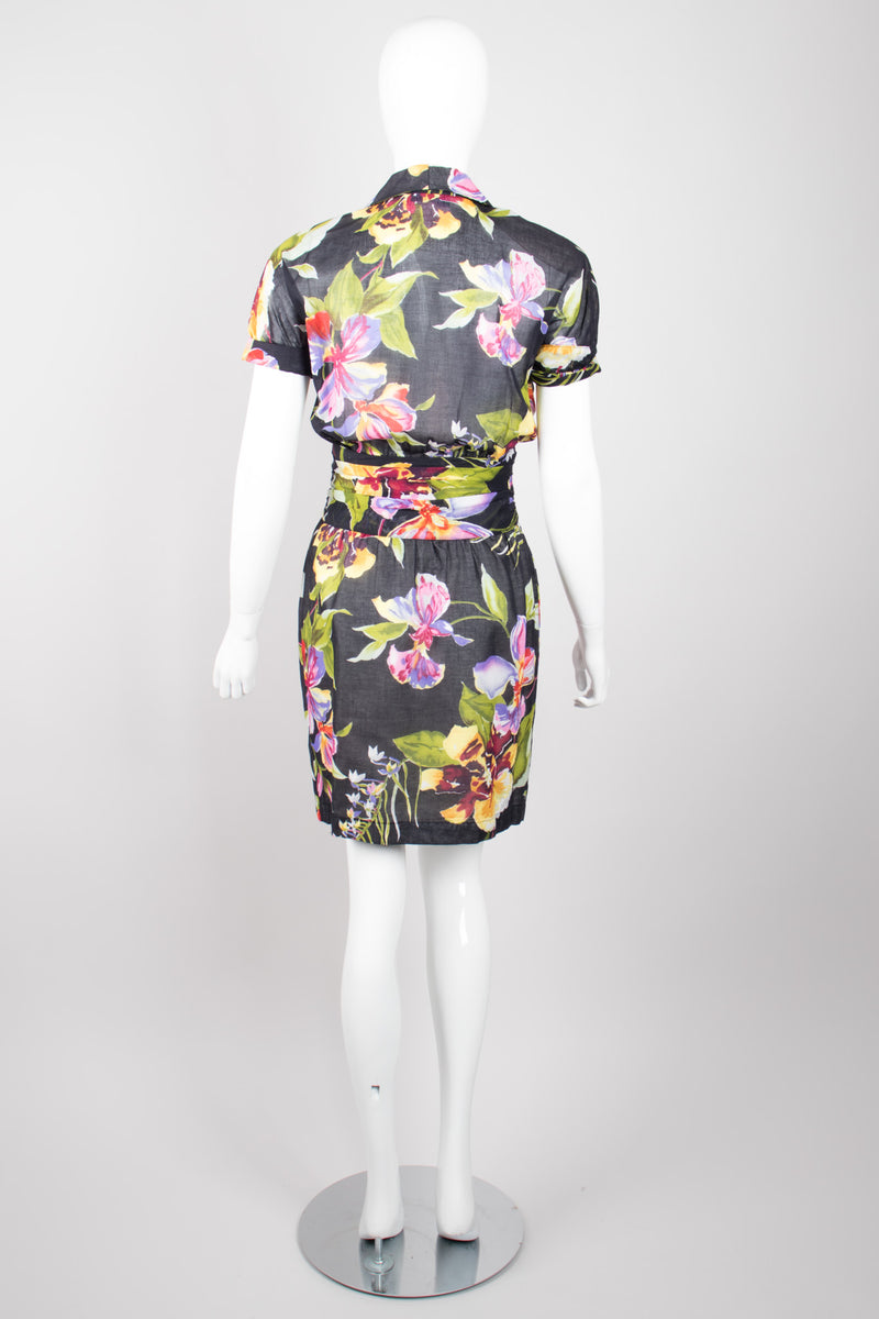 Thierry Mugler Floral Tie-Front Dress