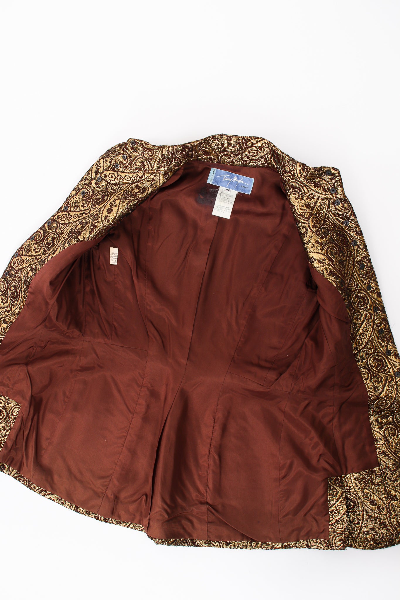 Vintage Thierry Mugler Metallic Brocade Contour Jacket lining @ Recess Los Angeles