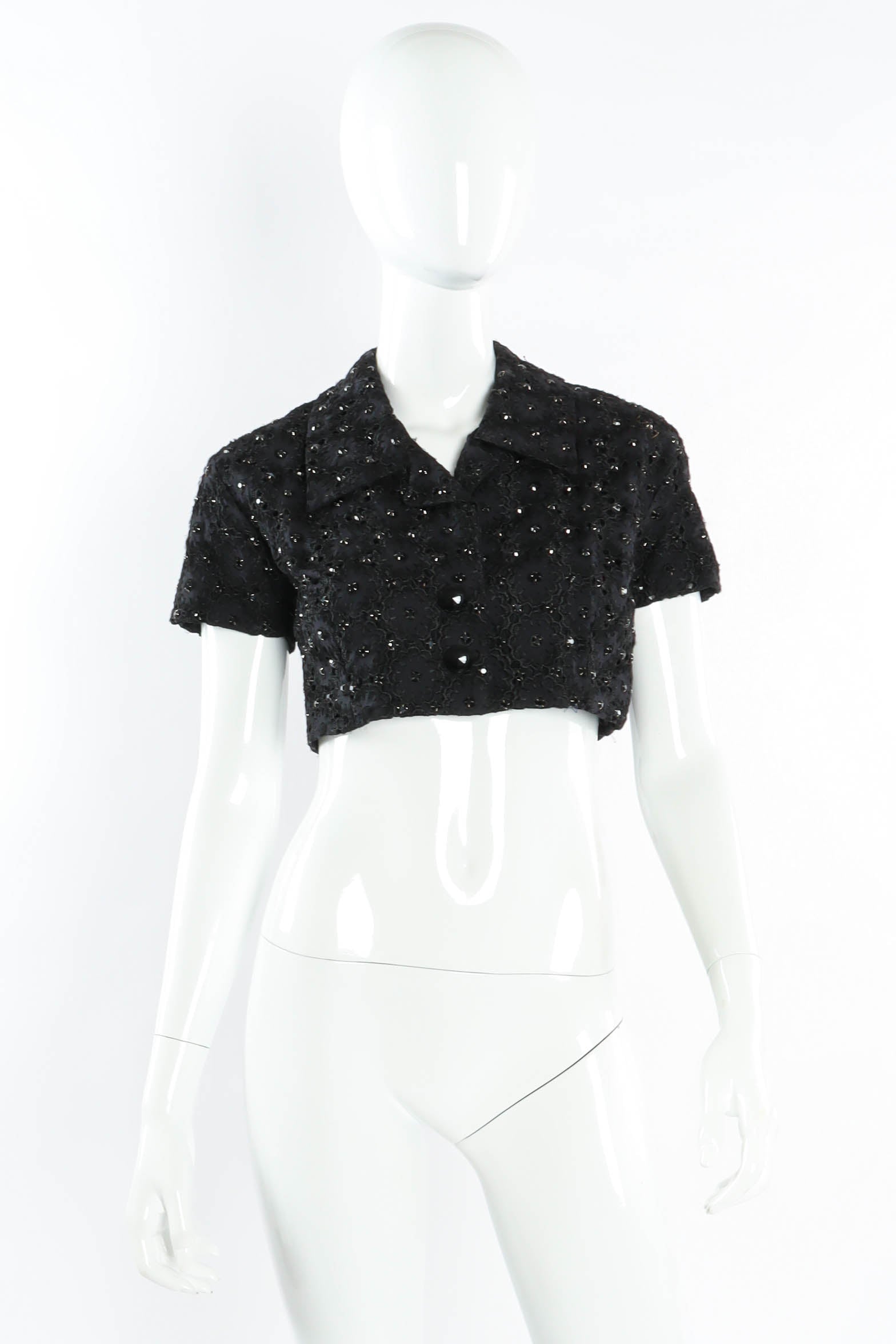 Vintage Todd Oldham Jeweled Crop Bolero Top mannequin front @ Recess LA