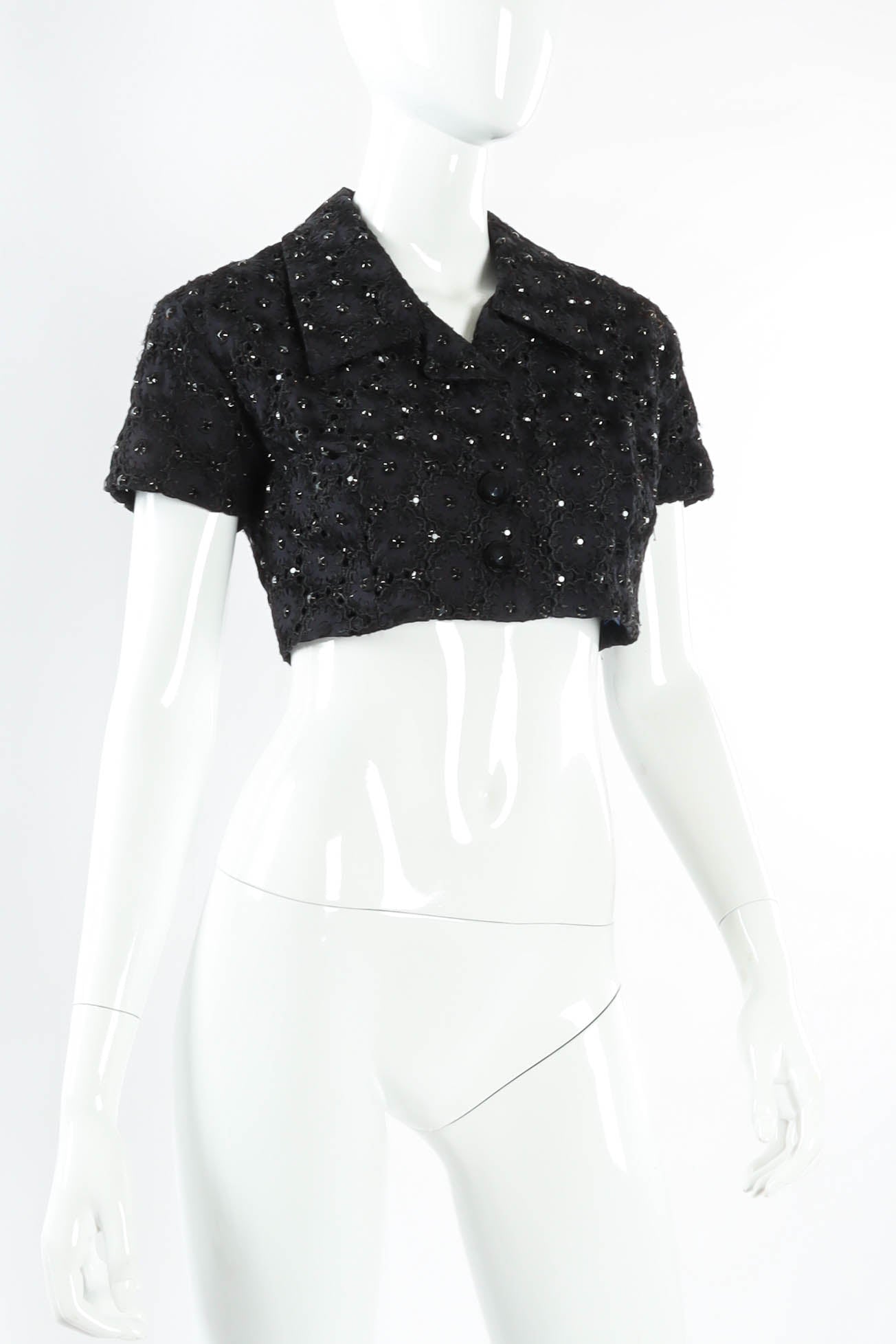 Vintage Todd Oldham Jeweled Crop Bolero Top mannequin angle  @ Recess LA