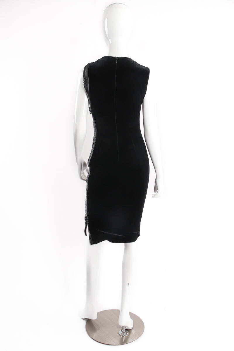 Vintage Tom Ford Velvet Zipper Cocktail Sheath Dress on Mannequin back at Recess Los Angeles