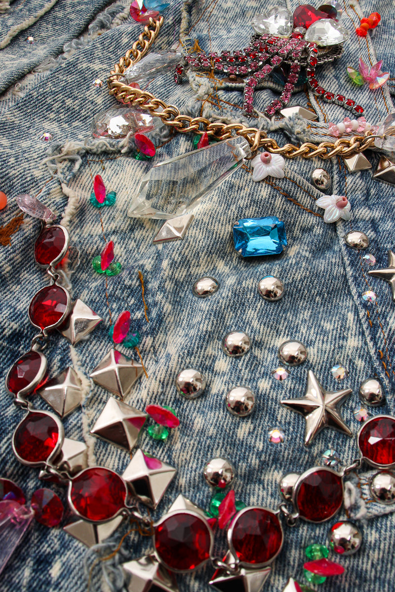 Vintage Tony Alamo Embellished Crop Jacket fabric detail at Recess Los Angeles