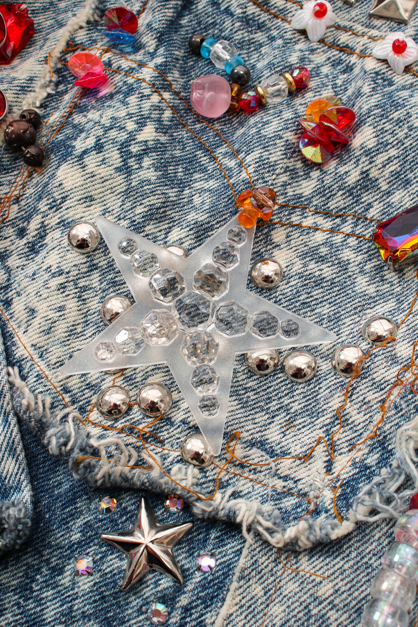 Vintage Tony Alamo Embellished Crop Jacket fabric detail at Recess Los Angeles