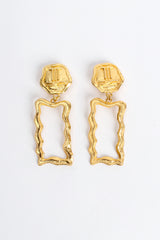 Vintage Torrente Wavy Frame Drop Earrings flat front @ Recess LA