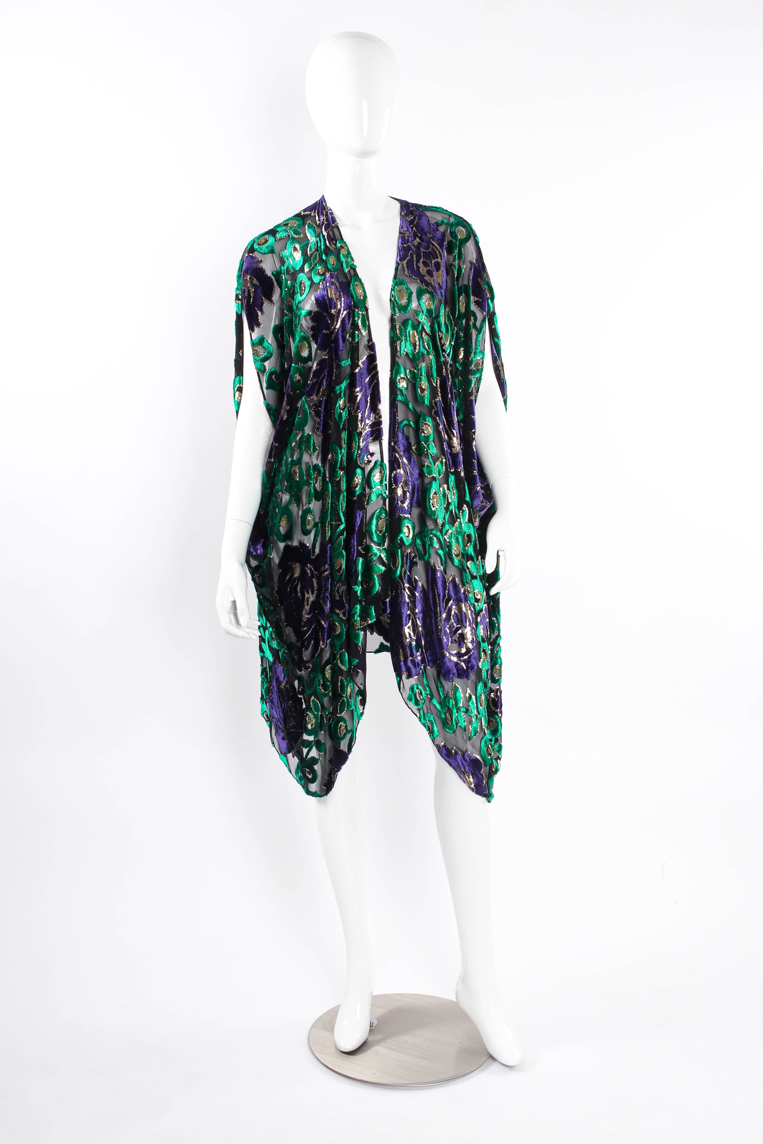 Vintage Travilla Sheer Floral Set duster cardigan front @ Recess LA