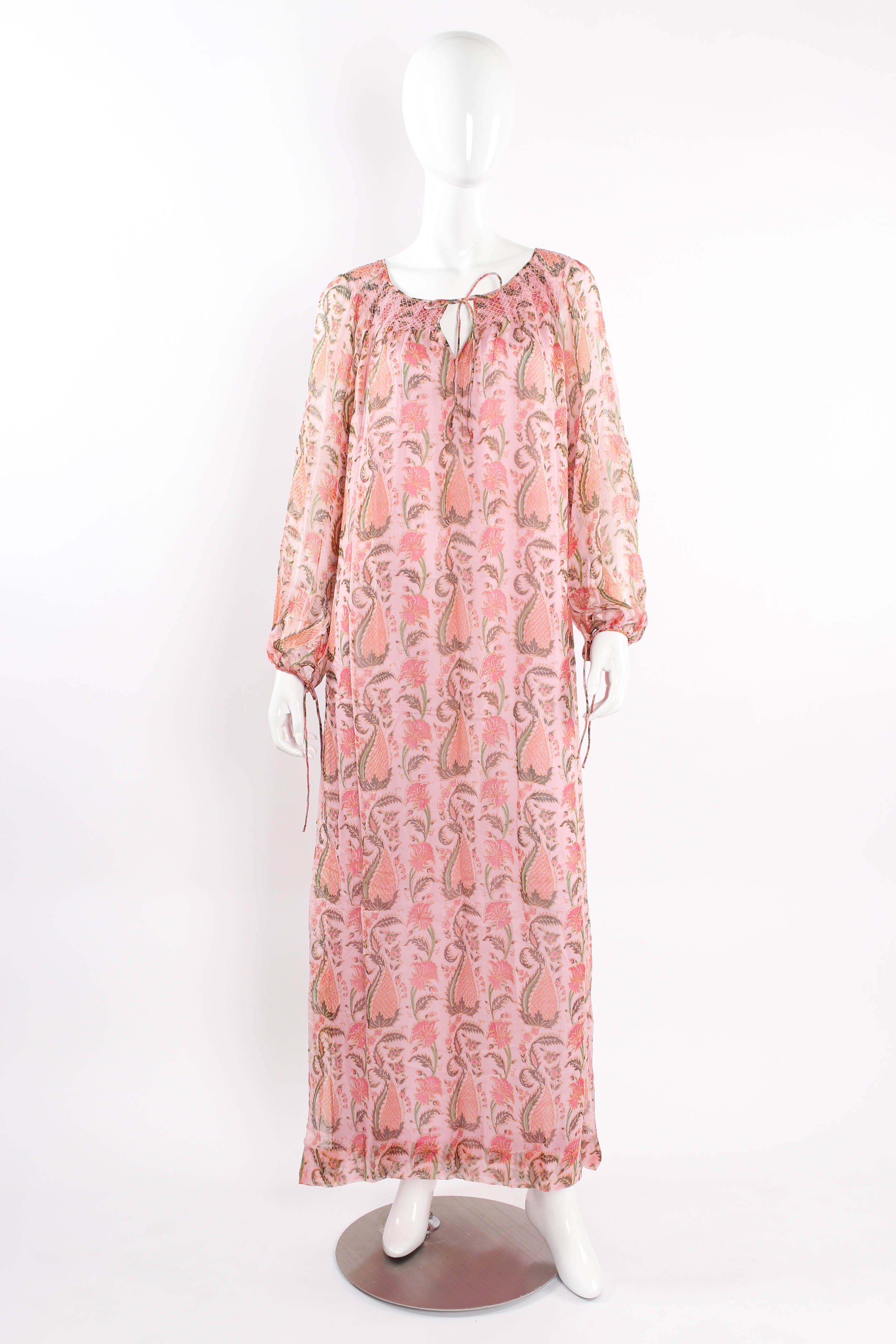 Vintage Treacy Lowe Sheer Botanical Peasant Dress mannequin front @ Recess LA