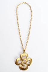 Vintage Trifari Tender Clover Pendant Necklace long front flat lay @ Recess LA