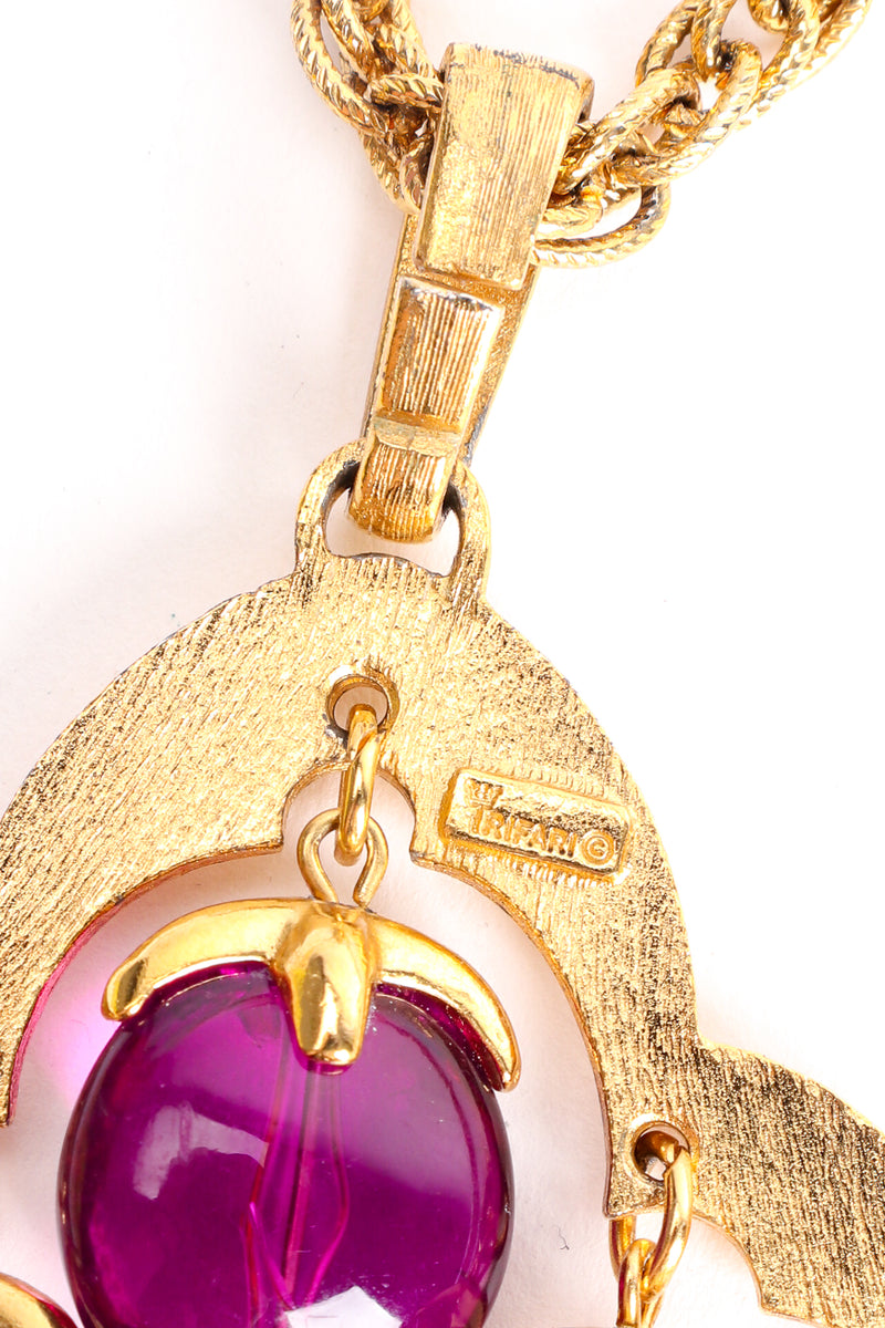 Vintage Trifari Layered Grape Glass Necklace signature cartouche at Recess Los Angeles