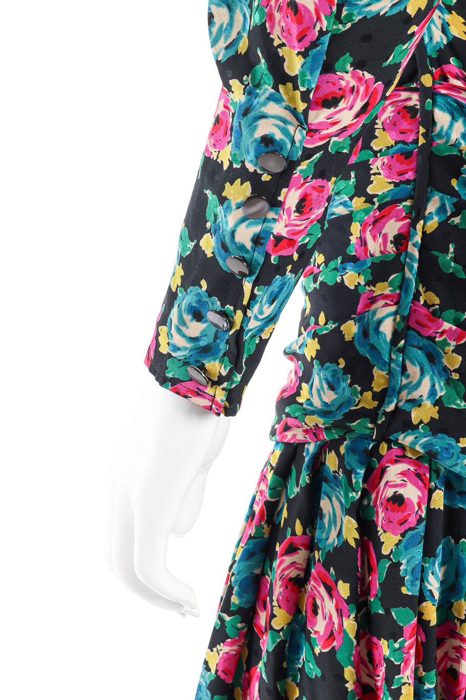 Emanuele Ungaro rose print silk dress sleeve detail @recessla