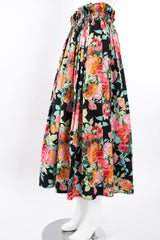 Vintage Emanuel Ungaro Floral Sateen Paper Bag Waist Skirt on Mannequin angle at Recess LA