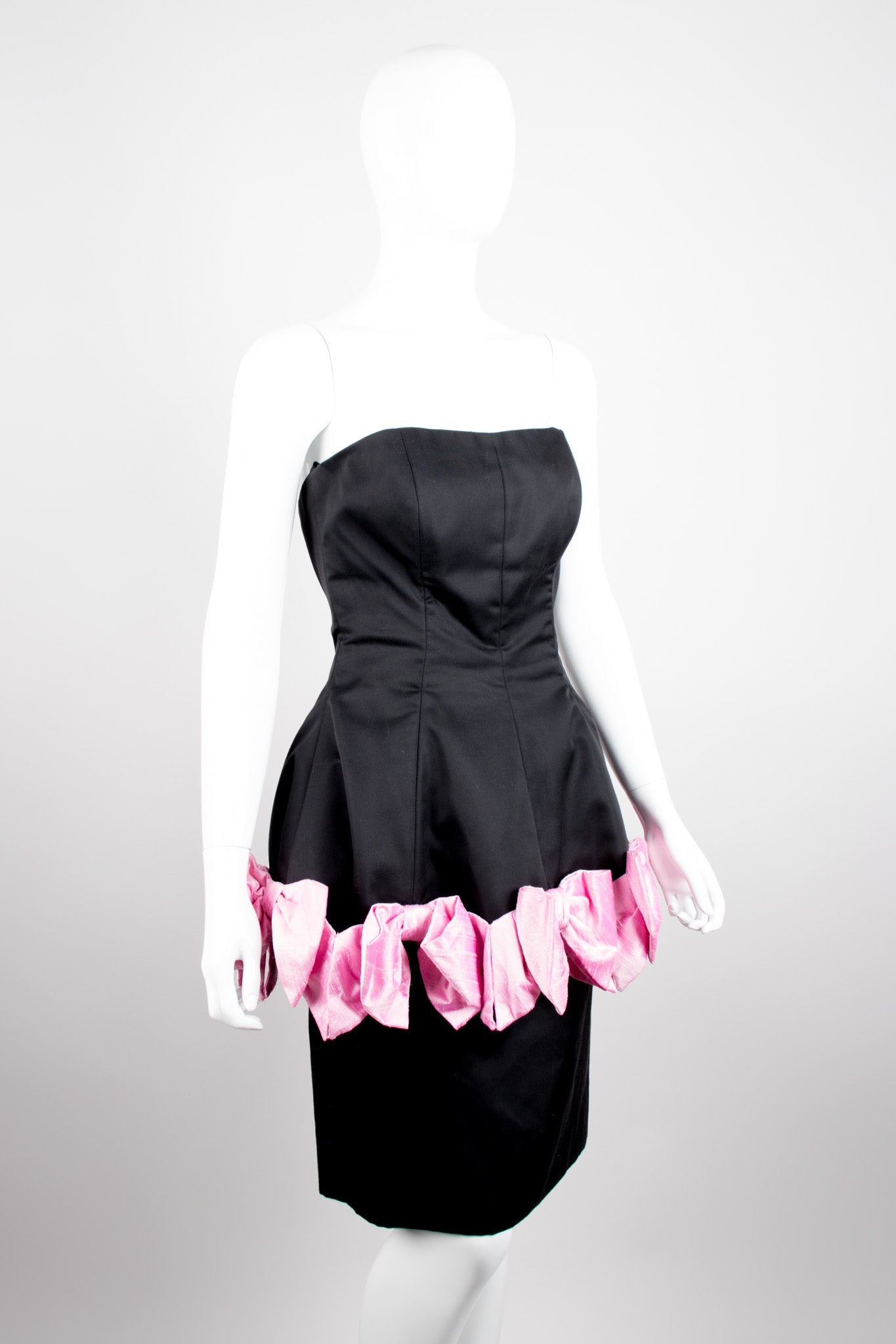 Victor Costa Strapless Peplum Bow Cocktail Dress