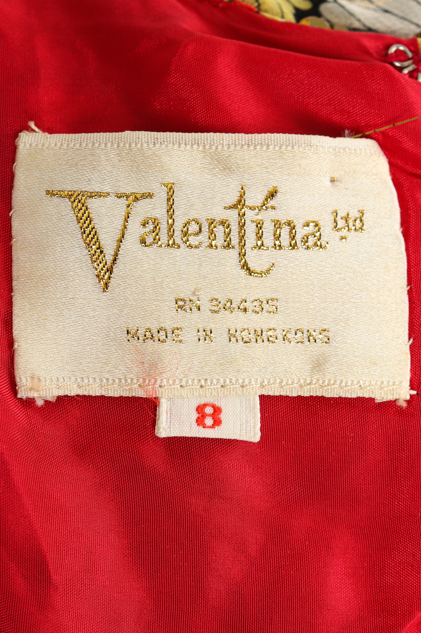 Vintage Valentina Belted Lamé Peacock Dress label at Recess Los Angeles