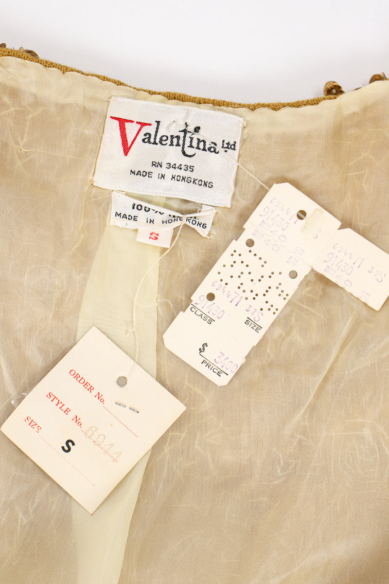 Vintage Valentina Sequined Blossom Burst Vest label and tags at Recess Los Angeles