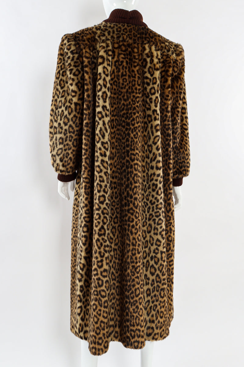 Vintage Valentino Leopard Print Faux Fur Wool Coat mannequin back close @ Recess LA