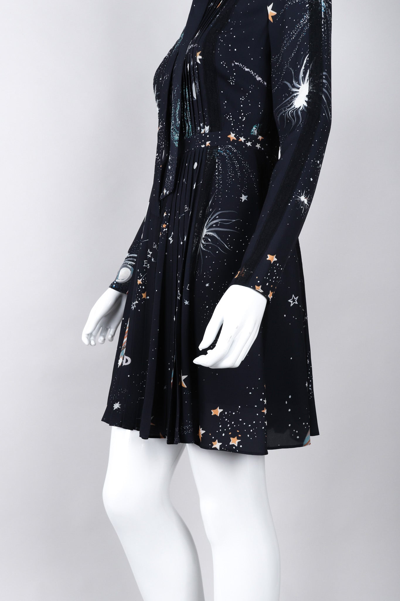 Recess Los Angeles Vintage Valentino Cosmic Astrological Pleated Cocktail Dress