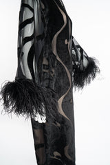 Vintage Valentino Sheer Silk Velvet Burnout Caftan Dress w/ Ostrich on Mannequin cuffs at Recess LA