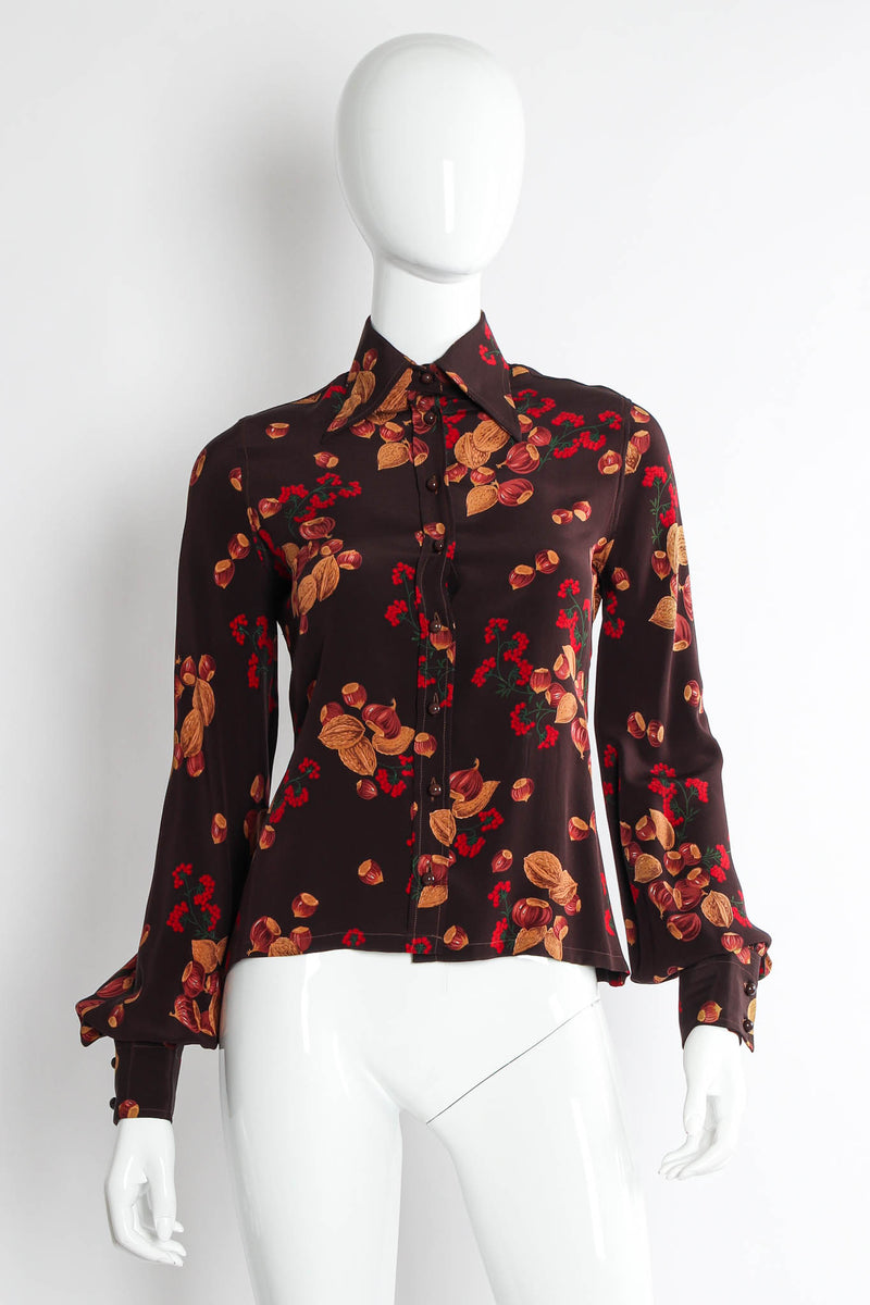 Vintage Valentino I.Magnin Chestnuts & Berries Top & Skirt Set mannequin top front  @ Recess LA