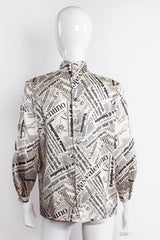 Newspaper Print Silk Blouse