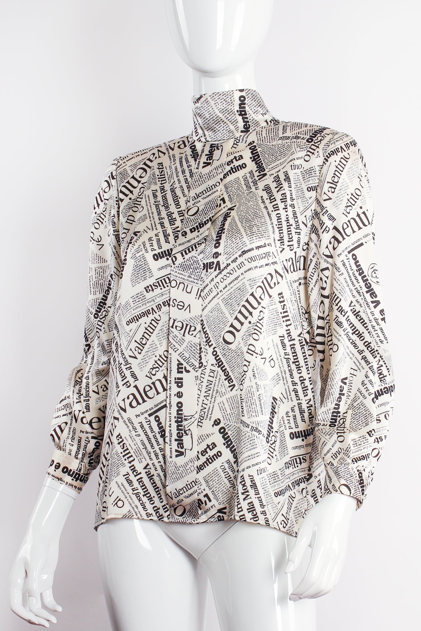 Newspaper Print Silk Blouse