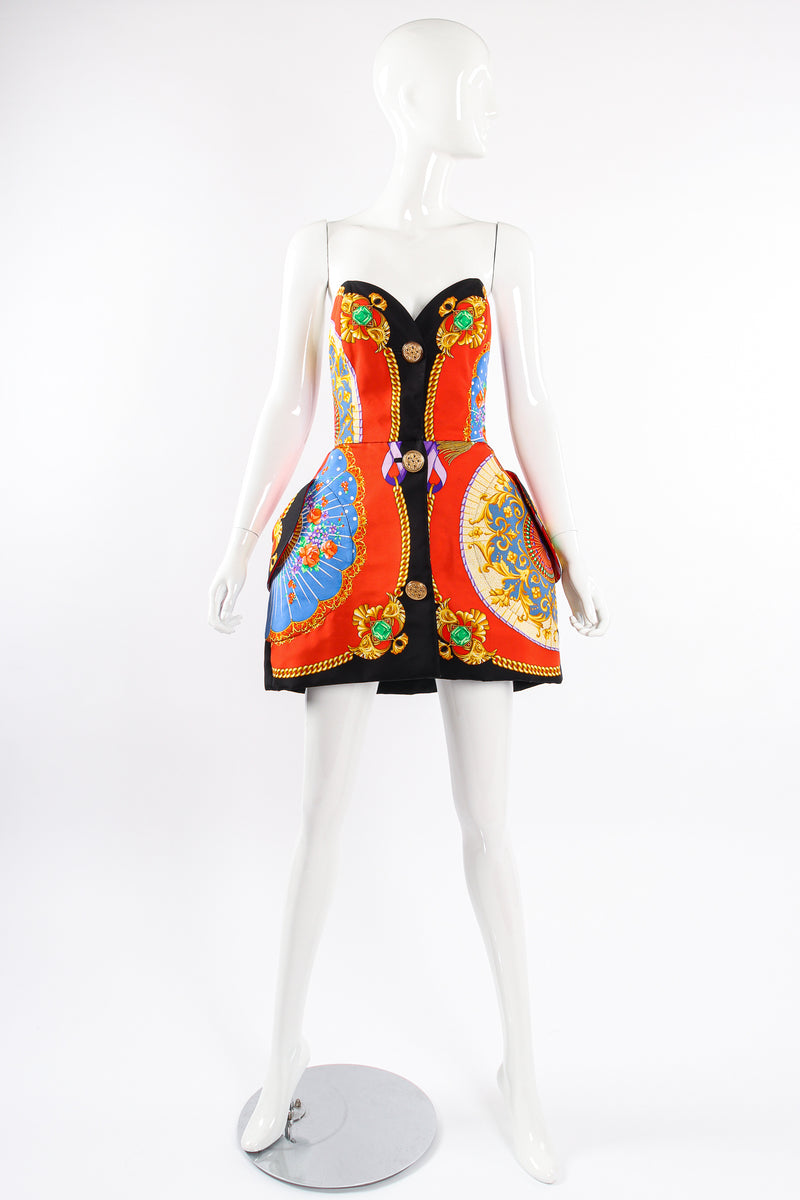 Vintage Gianni Versace SS 1991 I Ventagli Sculpted Mini Dress on mannequin front at Recess LA