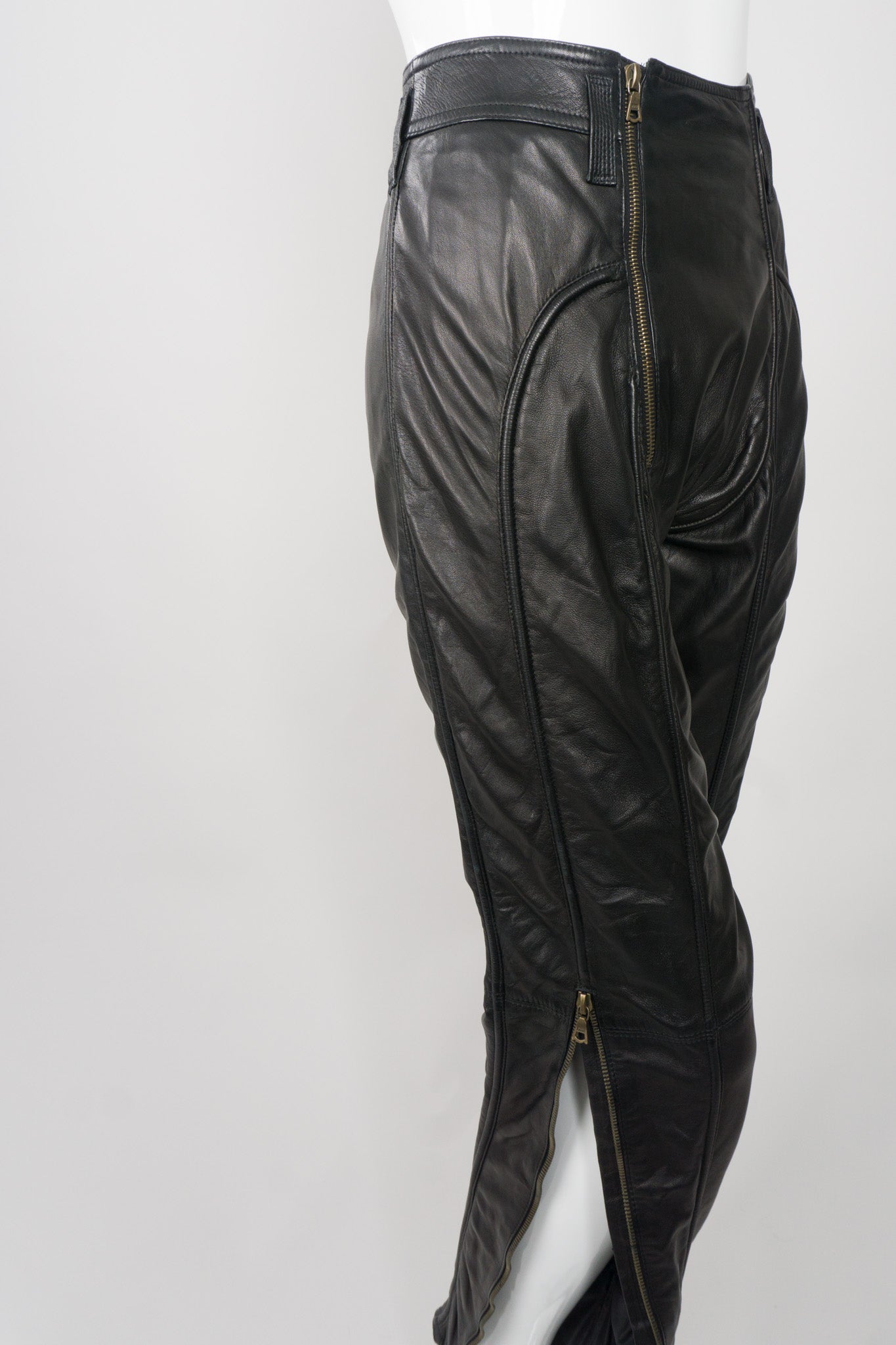 Gianni Versace Vintage Leather Moto Zipper Pant