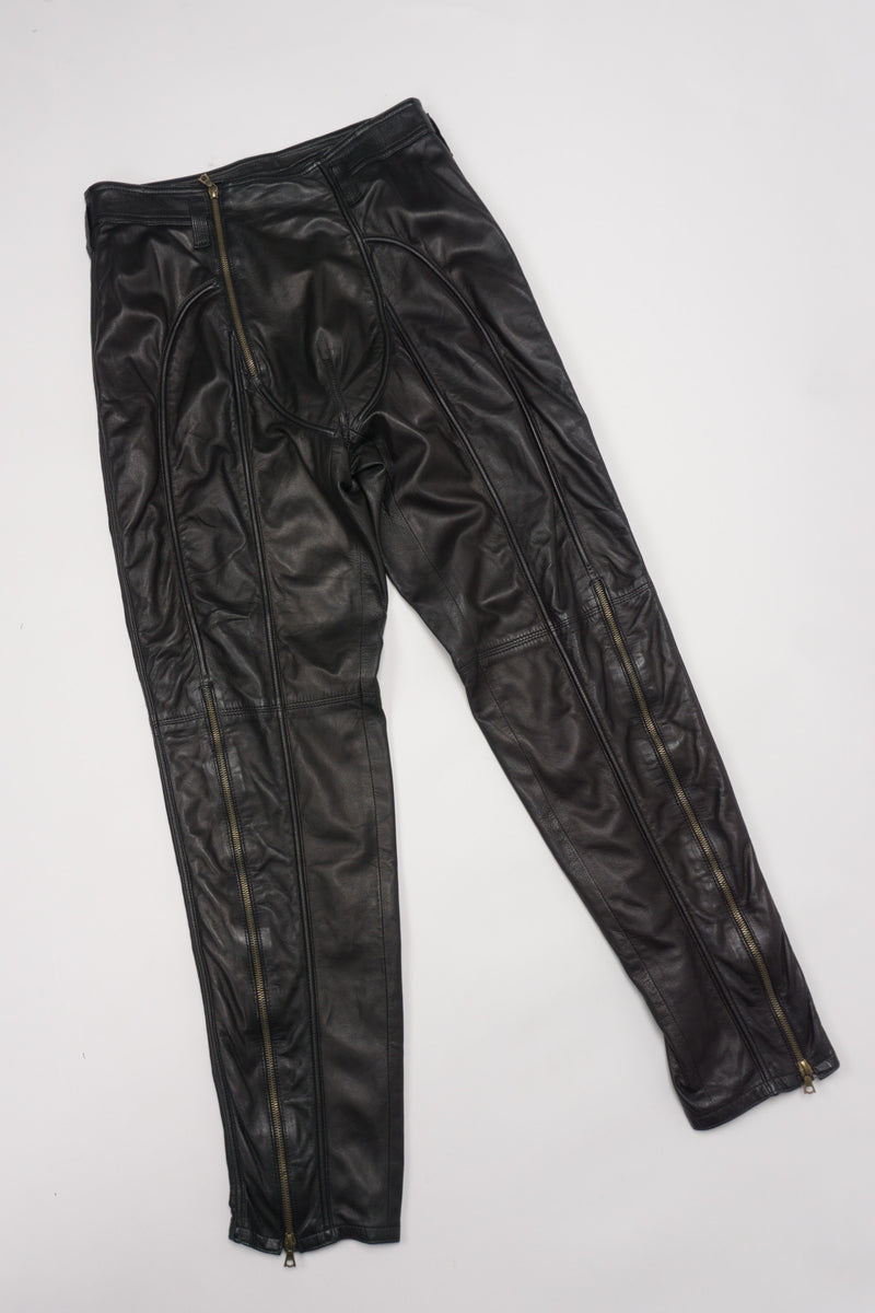 Gianni Versace Vintage Leather Moto Zipper Pant