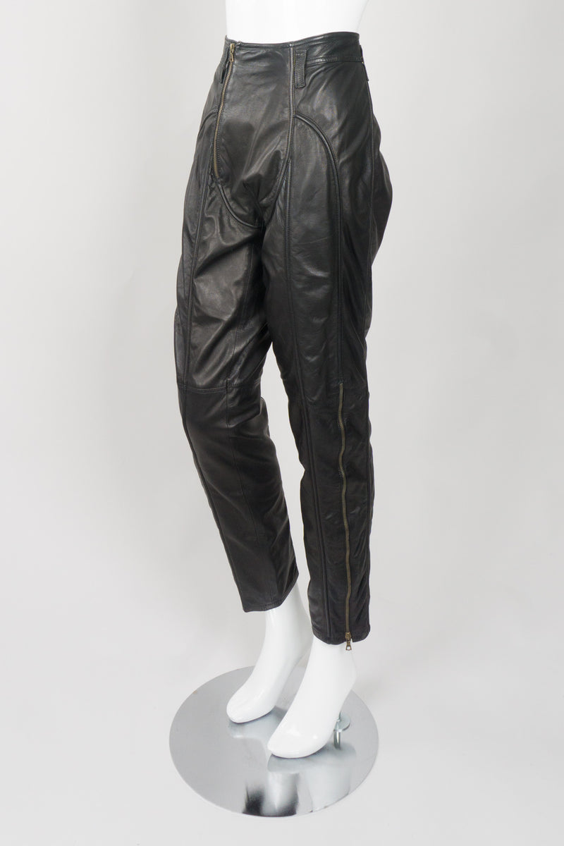 Gianni Versace Vintage Leather Moto Zipper Pant