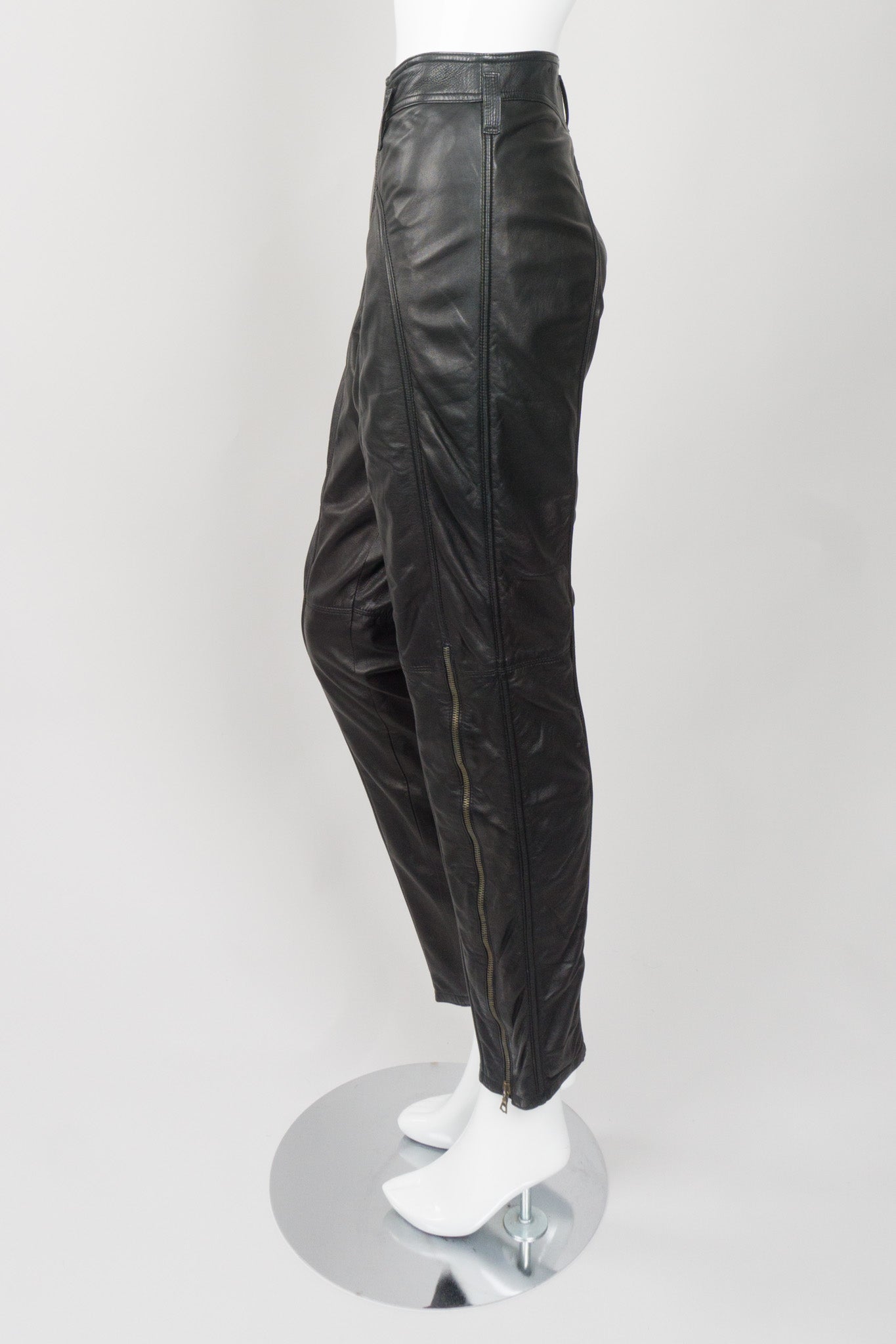 Gianni Versace Vintage Leather Moto Zipper Pant