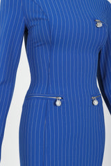 Vintage Versace Jeans Pinstripe Bodycon Zip Dress on Mannequin zipper detail at Recess