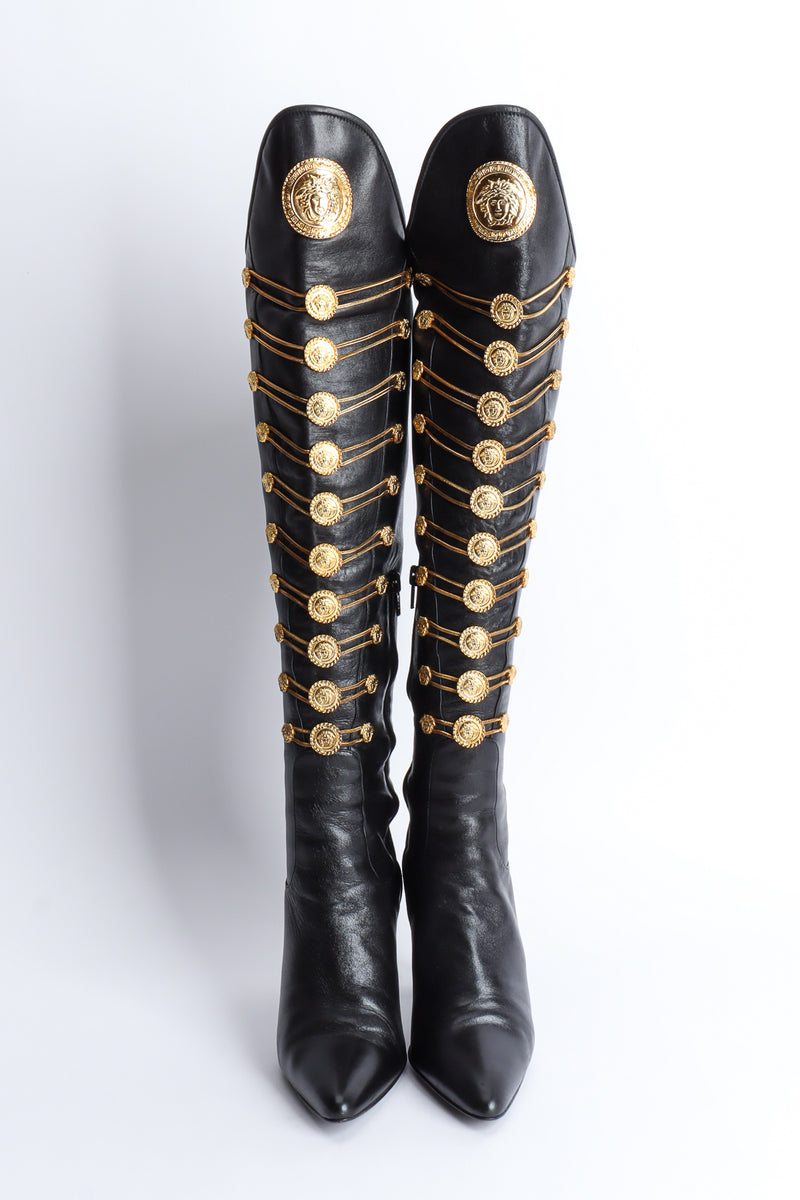 Vintage Gianni Versace 1993 A/W Medusa Emblem Grunge Boot front @ Recess LA