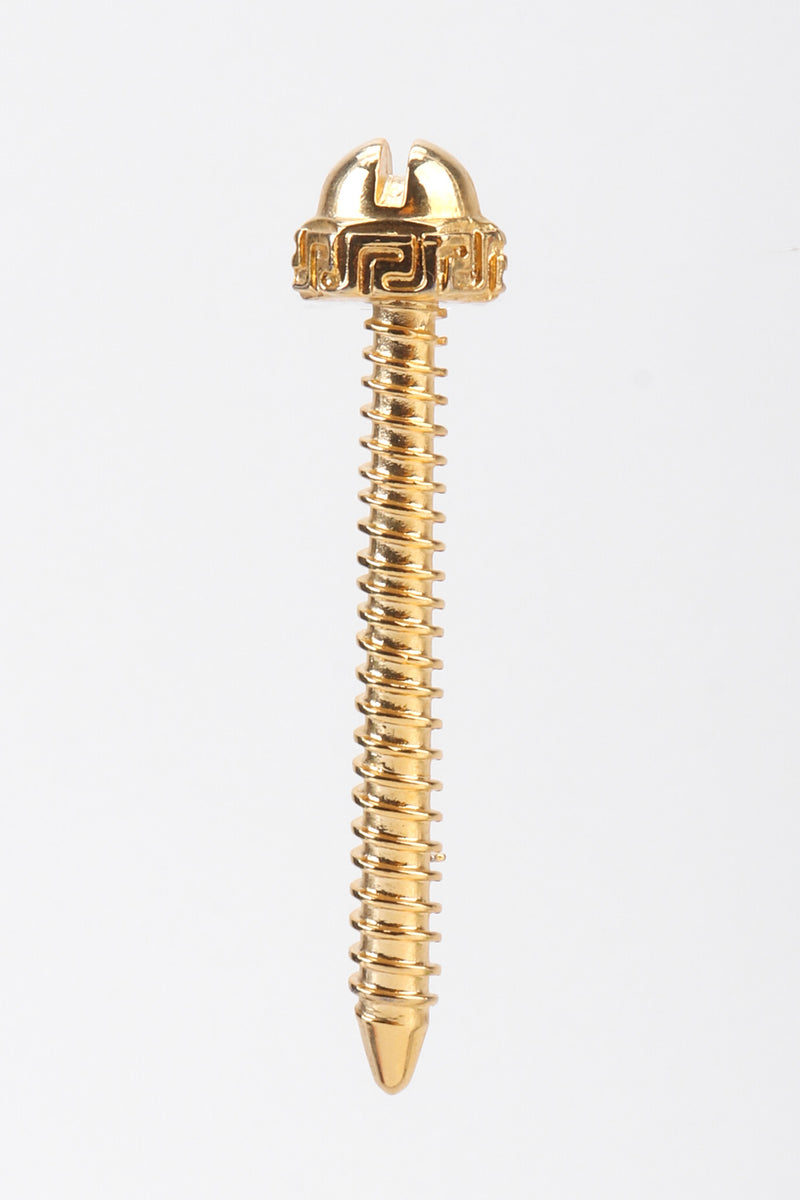 Recess Los Angeles Vintage Versace Golden Greek Key Screw Pin Brooch