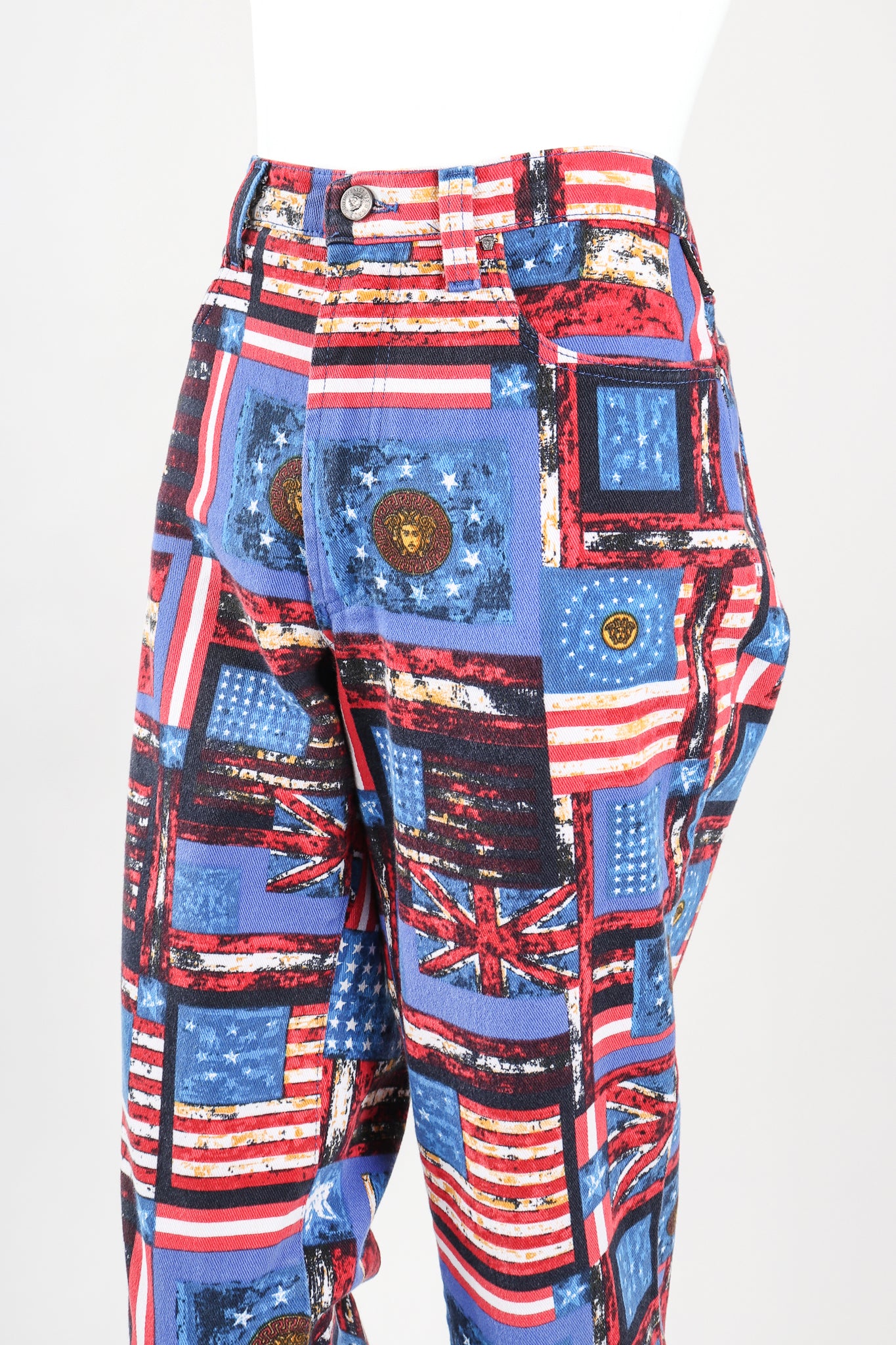 Recess Designer Consignment Vintage Versace Jeans Couture Union Jack Flag Print Jean Los Angeles Resale