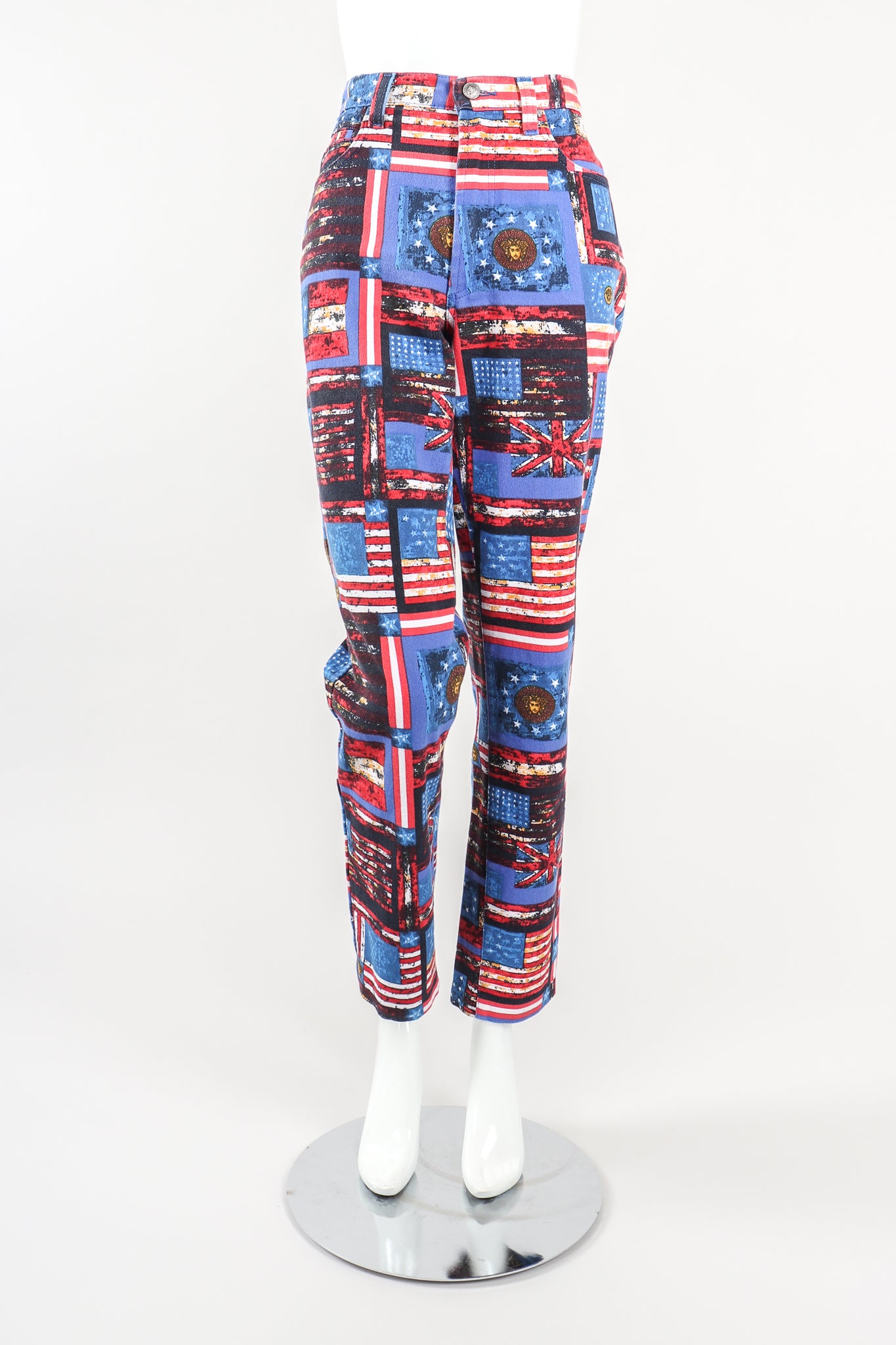 Recess Designer Consignment Vintage Versace Jeans Couture Union Jack Flag Print Jean Los Angeles Resale