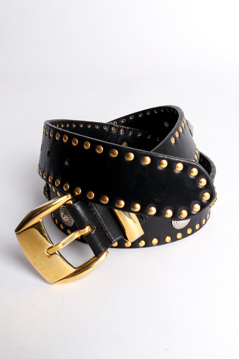 Vintage Versus Gianni Versace Lion Studded Leather Belt at Recess Los Angeles