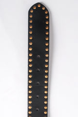 Vintage Versus Gianni Versace Lion Studded Leather Belt holes at Recess Los Angeles