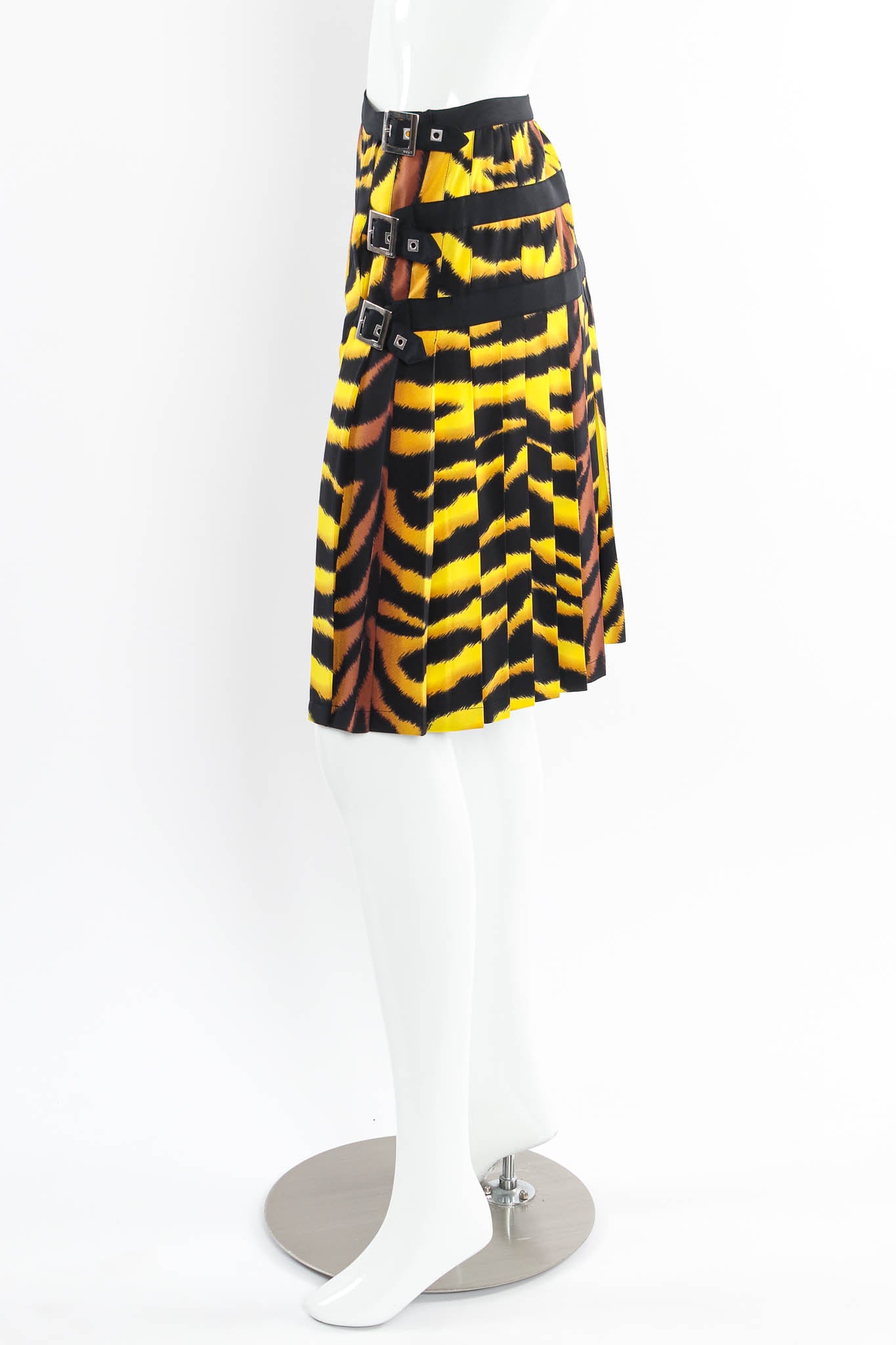 Vintage 2004 Versace Tiger Pleat Tennis Skirt mannequin side @ Recess Los Angeles