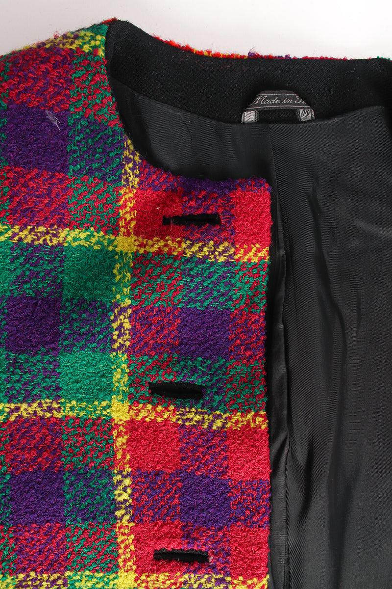 Vintage Gianni Versace 1991 A/W Rainbow Tartan Plaid Jacket top/liner close @ Recess LA