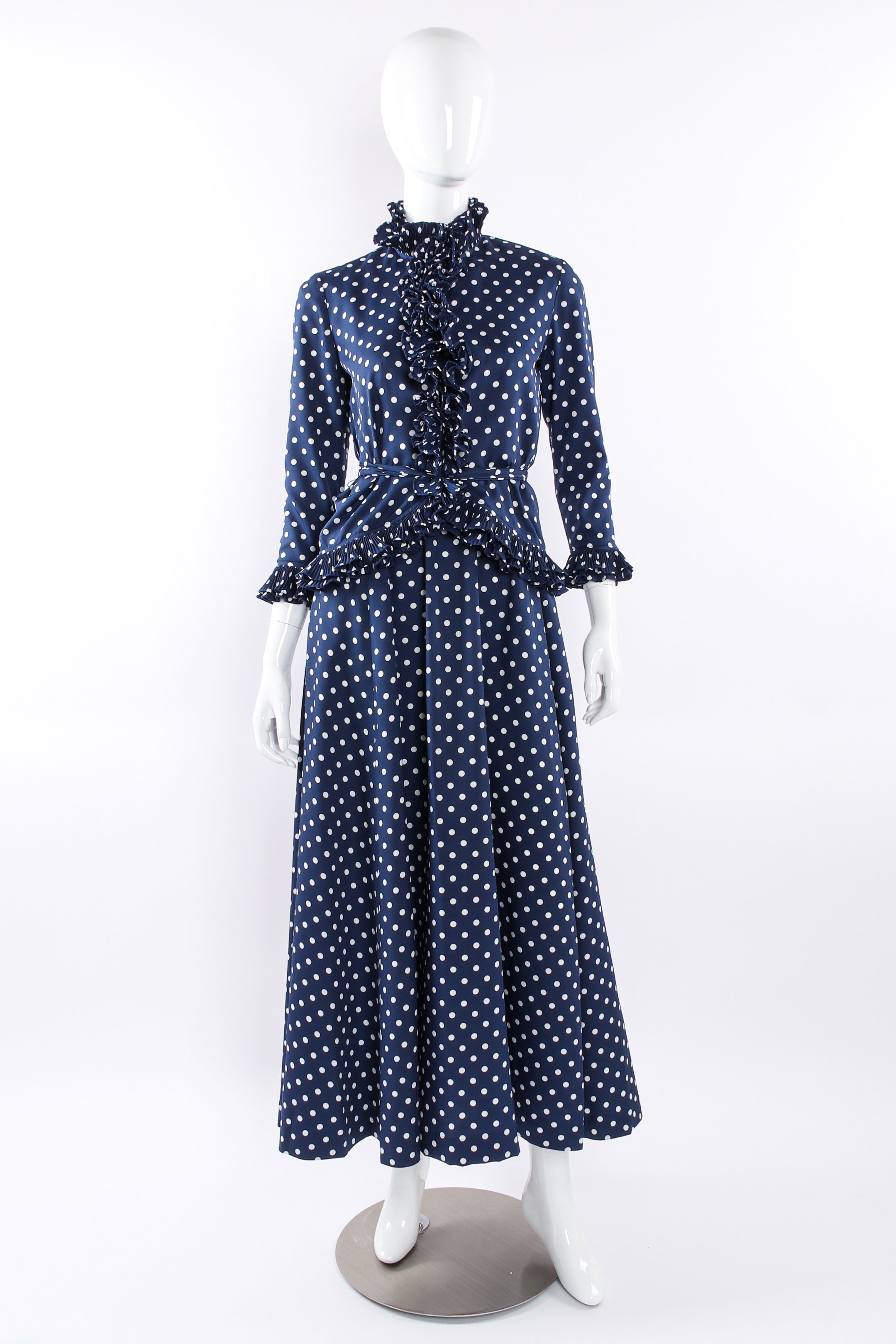 Vintage Victor Costa Polka Dotted Dress Set mannequin front @ Recess LA