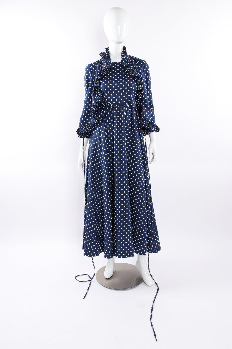 Vintage Victor Costa Polka Dotted Dress Set mannequin front jacket untied @ Recess LA