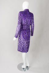 Victor Costa Animal Print Silk Velvet Burnout Dress