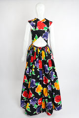 Vintage Victor Costa Floral Sateen Crossback Gown on Mannequin Back at Recess Los Angeles