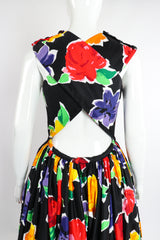 Vintage Victor Costa Floral Sateen Crossback Gown on Mannequin Back Crop at Recess Los Angeles