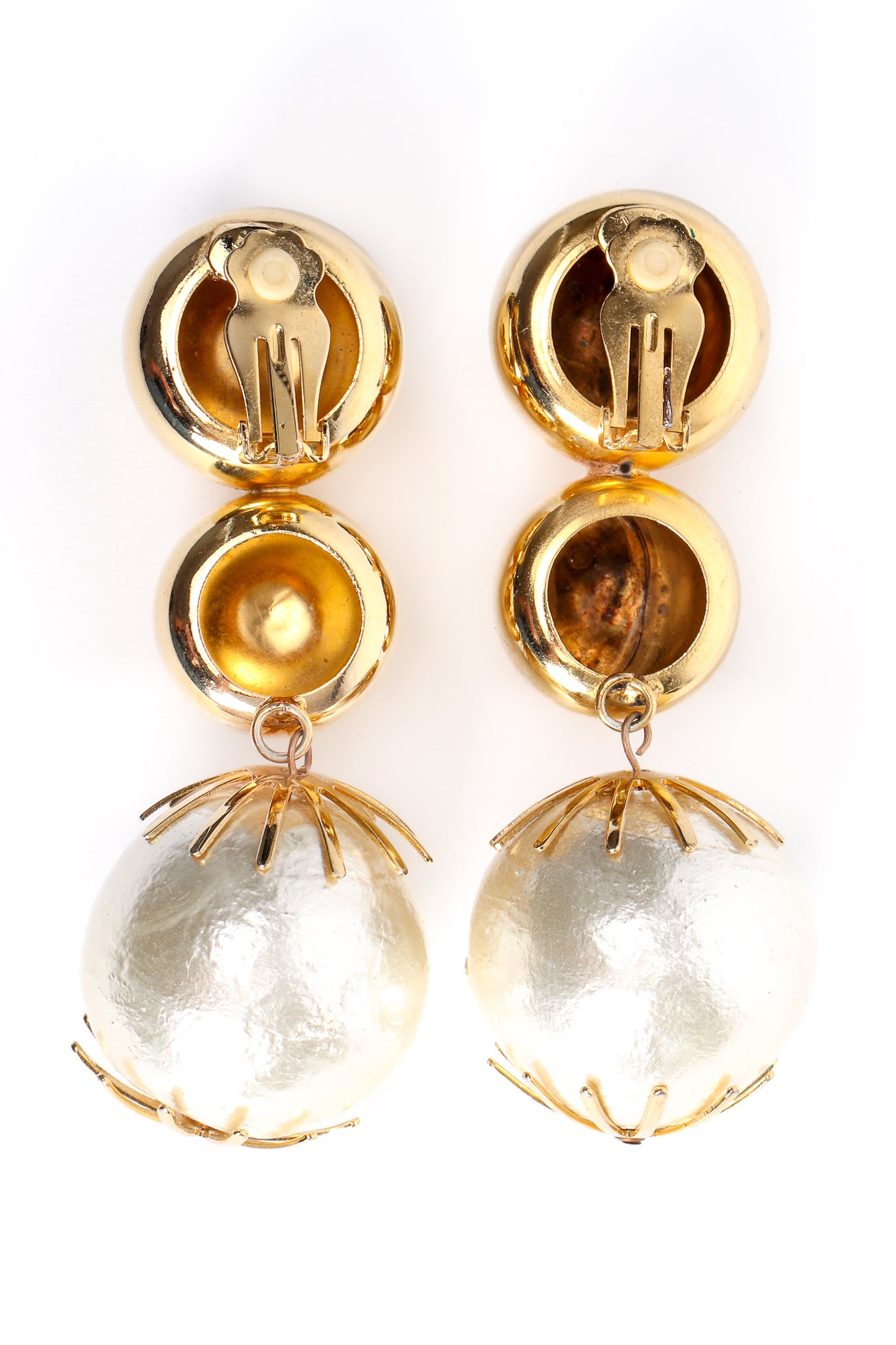 Vintage Viking Pearl Bauble Ball Earrings backside at Recess Los Angeles